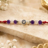 Natural Moonstone & Amethyst Om Stone Rakhi for Brother