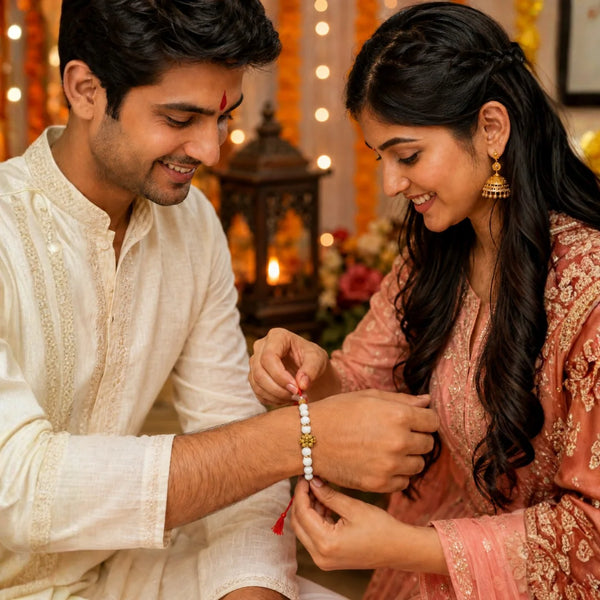 Natural Moonstone - Divine Blessings Rakhi for Brother