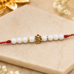 Natural Moonstone Ganesha Rakhi for Brother