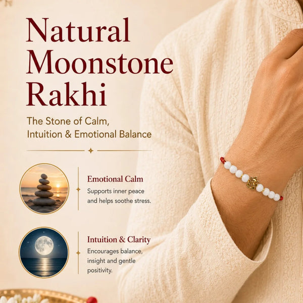 Natural Moonstone - Divine Blessings Rakhi for Brother