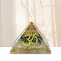 Om Orgonite Pyramid | Clear Quartz & Black Tourmaline