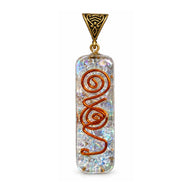 Clear Iridescent Orgonite Pendant with Copper Spiral