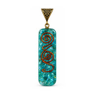 Teal Blue-Green Orgonite Pendant with Copper Spiral