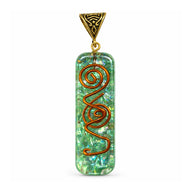 Mint Green Iridescent Orgonite Pendant with Copper Spiral