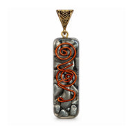 Grey Metallic Orgonite Pendant with Copper Spiral