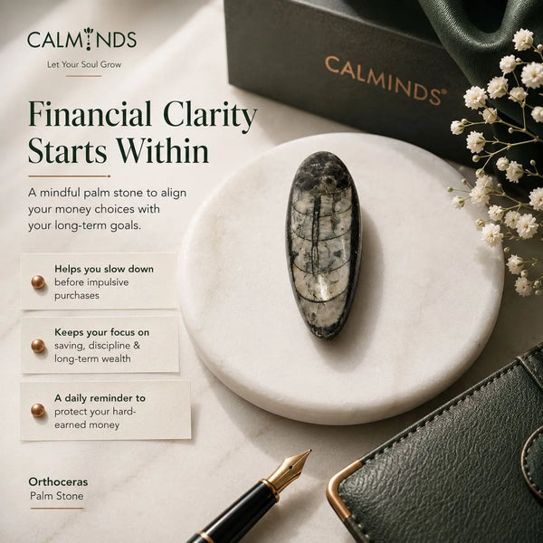 Orthoceras Fossil Palm Stone for Financial Discipline & Wealth Mindset