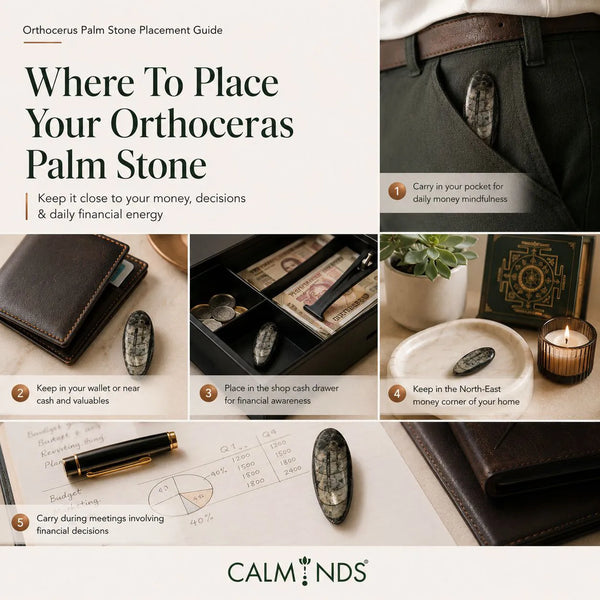 Orthoceras Fossil Palm Stone for Financial Discipline & Wealth Mindset