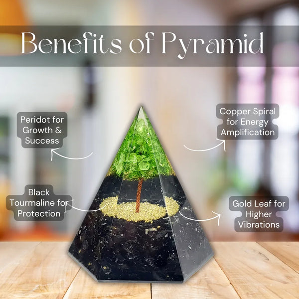 Peridot Tree Orgonite Pyramid