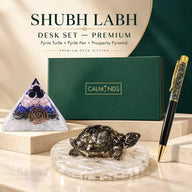 Shubh Labh Desk Set Premium – Corporate Diwali Gift Ideas: Pyrite Turtle, Pen & Pyramid