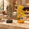 Prosperity Tree Duo with pyrite tree and citrine tree on orgonite base – what's inside