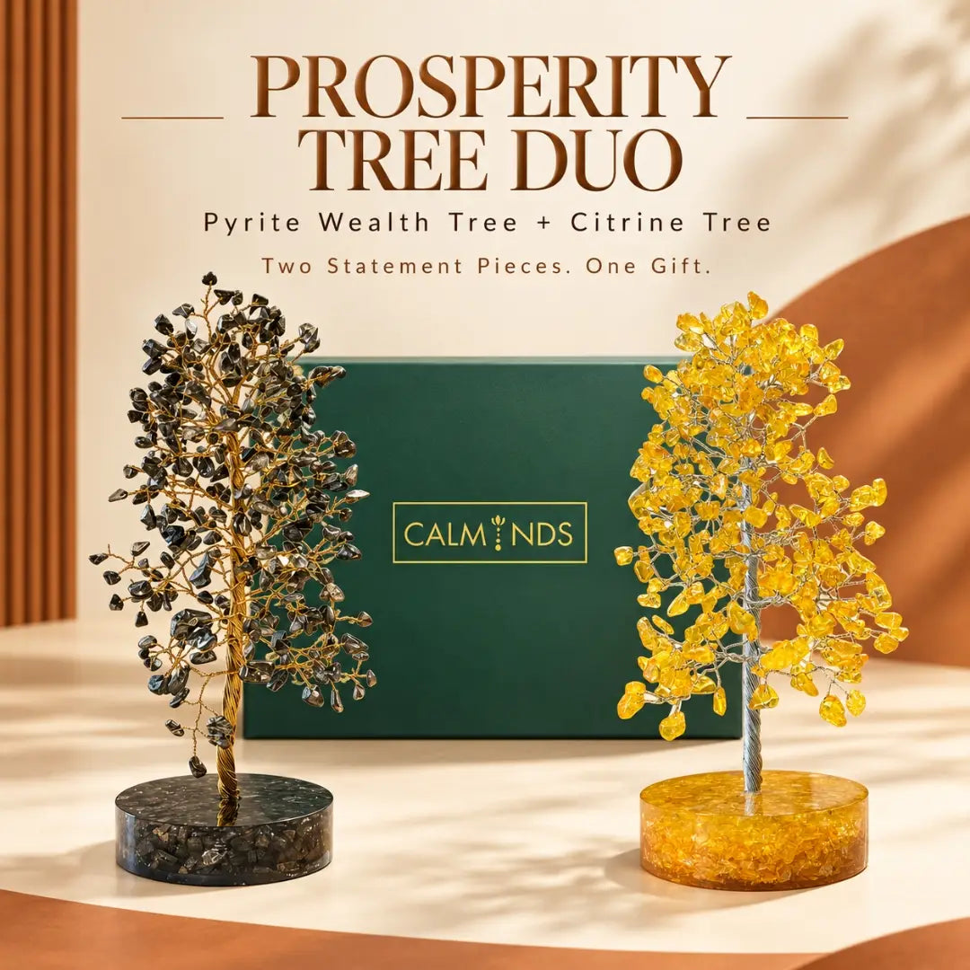 Prosperity tree duo with pyrite wealth tree and citrine tree