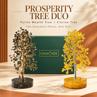 Prosperity Tree Duo – Pyrite Tree & Citrine Tree Set with Orgonite Base