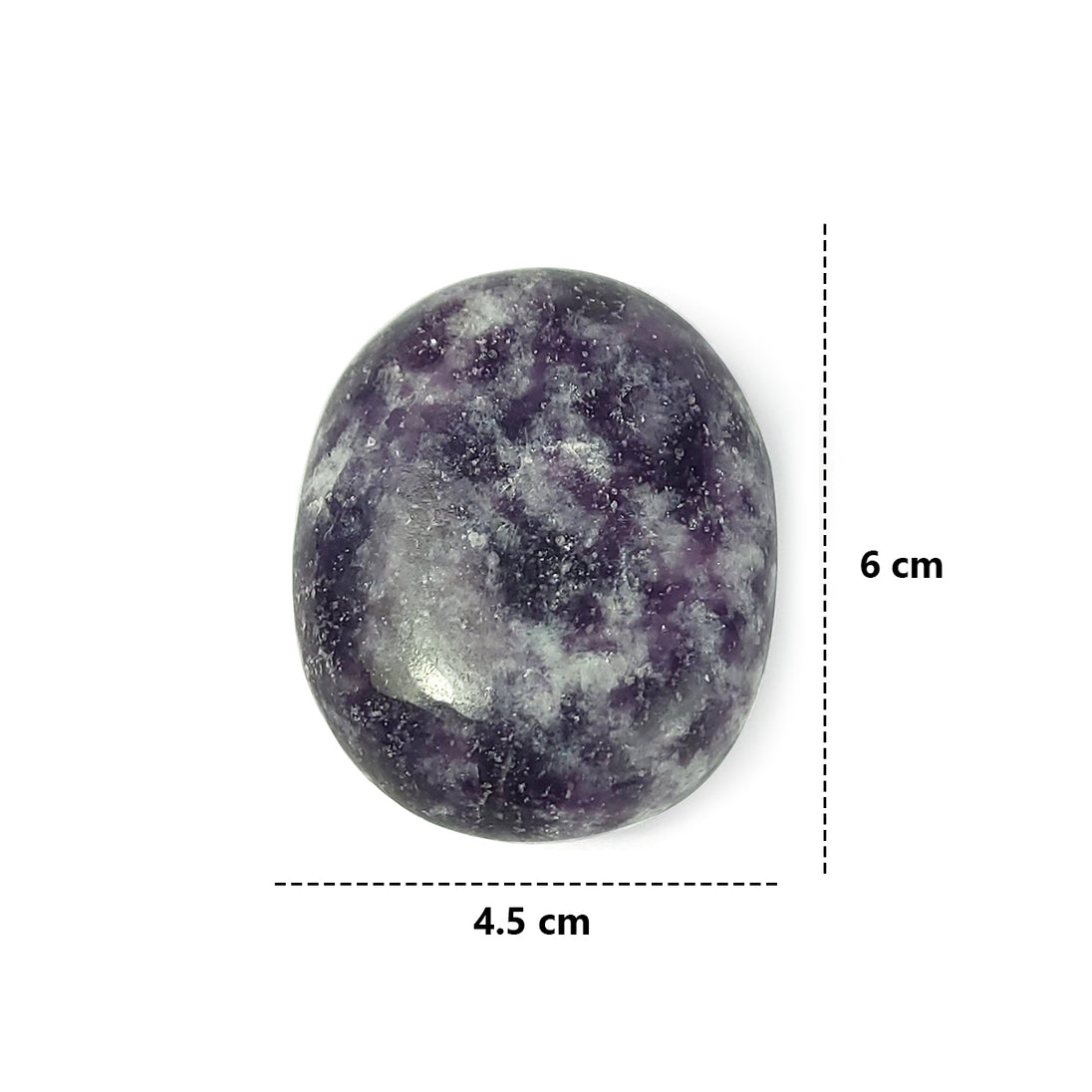 Calminds Lepidolite Palm Stone measurements