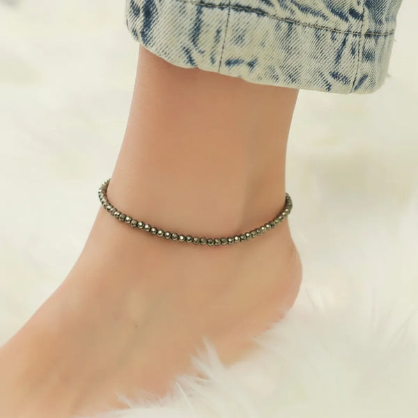 Natural Pyrite Anklet | Wealth-Inspired