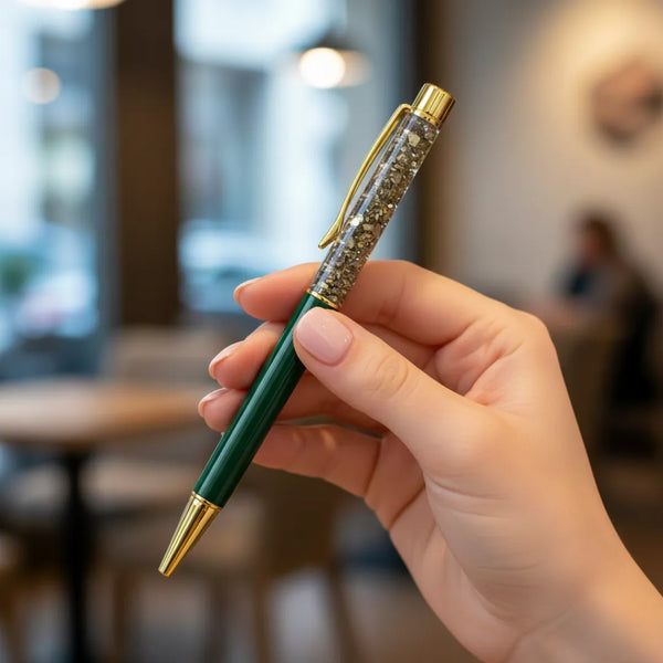 Pyrite Crystal Ball Pen | Green Edition