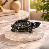 Pyrite Feng Shui Turtle with Selenite Plate for Wealth & Prosperity