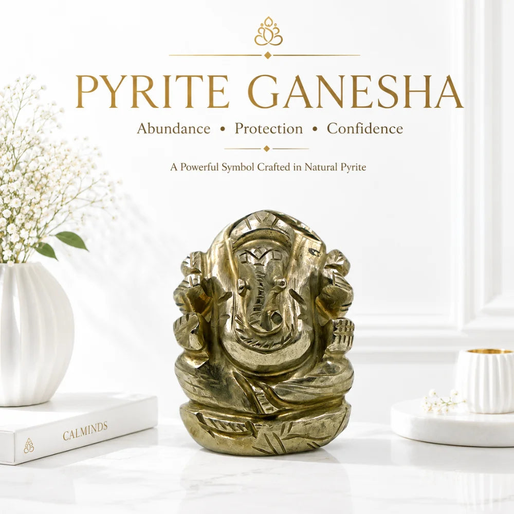 Natural Pyrite Ganesha Idol for wealth and business success