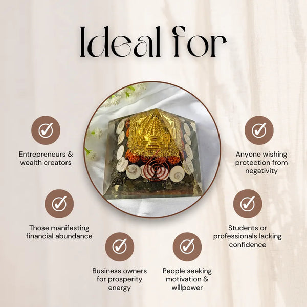 Pyrite Orgonite Pyramid with Shri Yantra