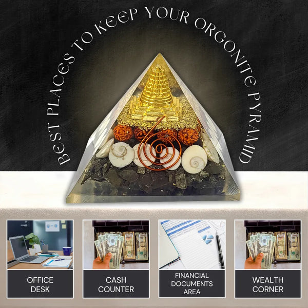 Pyrite Orgonite Pyramid with Shri Yantra
