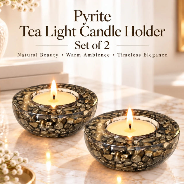 Pyrite tea light holder for Diwali home decor