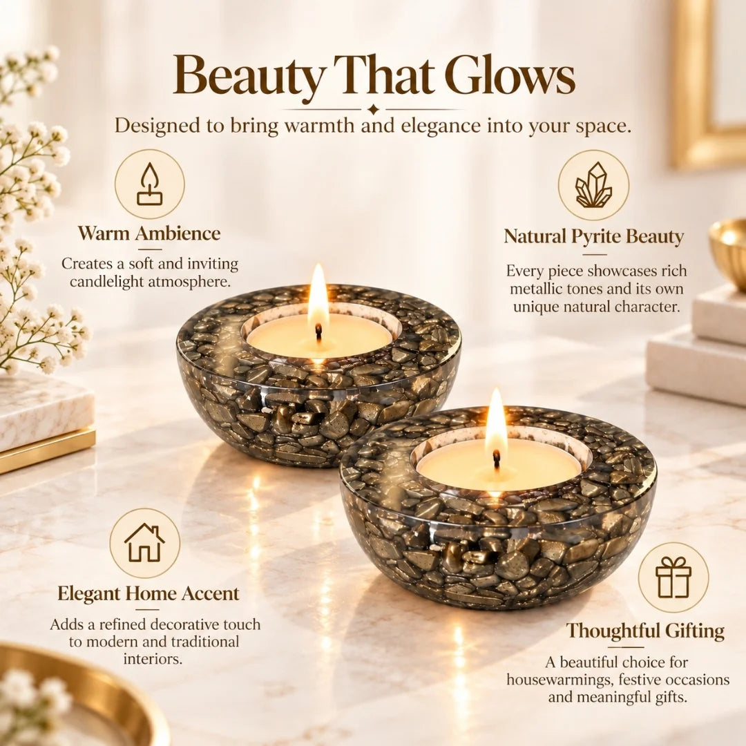 Pyrite tea light holder product image 4