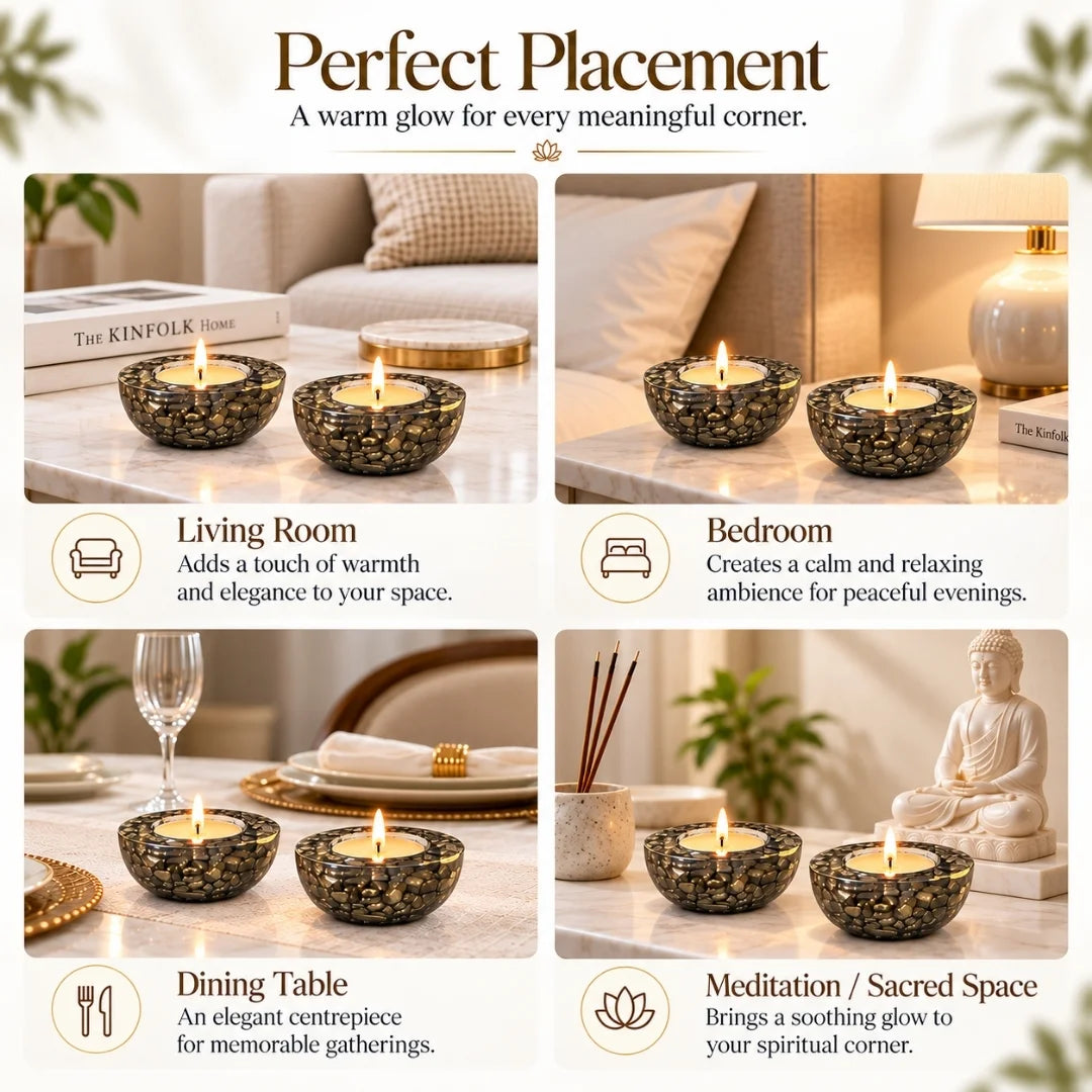 Pyrite tea light holder product image 3