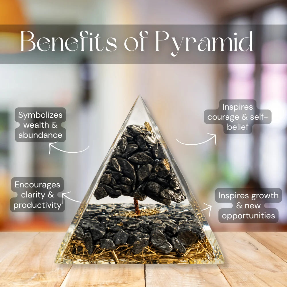 Pyrite Tree Orgonite Pyramid for desk and shelf décor