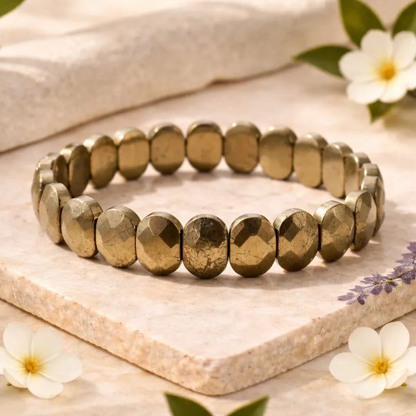 Natural Raw Pyrite Bracelet for Wealth - 100% Original Pyrite Stone
