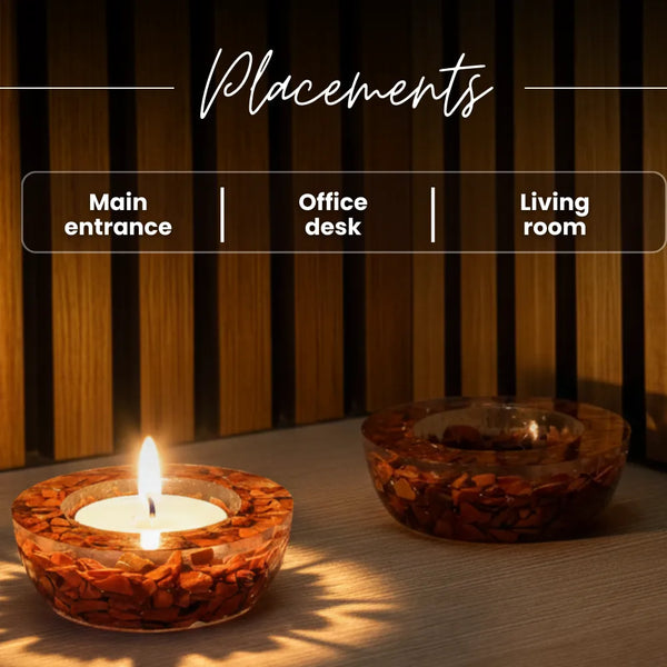 Red Jasper Tea Light Candle Holder (Set of 2)