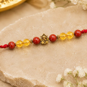 Red Jasper & Citrine Stone Rakhi for Brother | Handmade Bracelet Rakhi