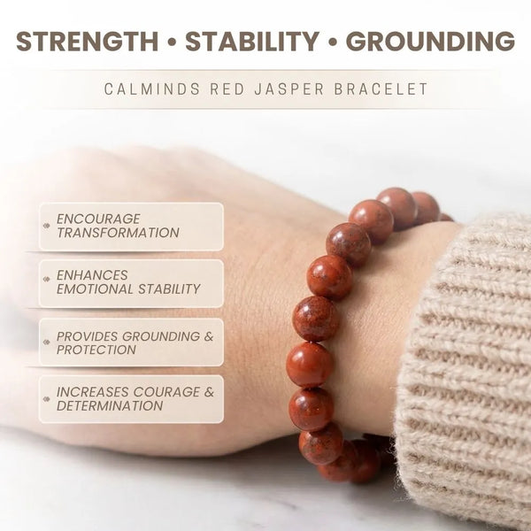 Red Jasper Crystal Bracelet for Grounding, Stability & Strength - (8mm)