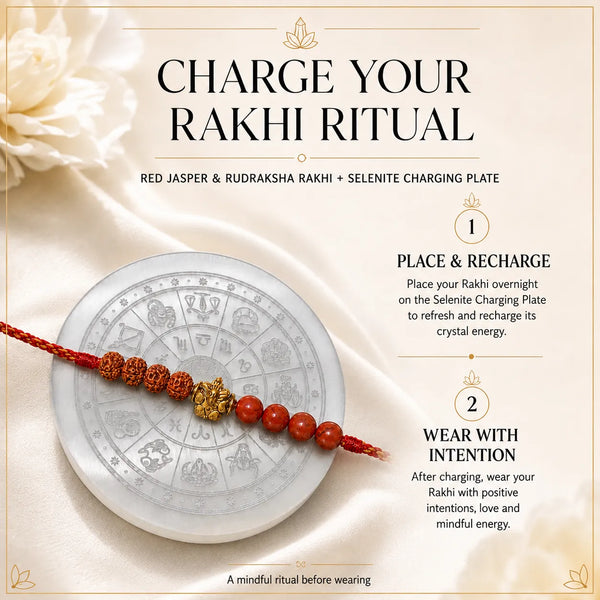 Red Jasper Rakhi with Rudraksha | Raksha Bandhan Gift for Brother
