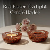Red Jasper Tea Light Candle Holder (Set of 2)