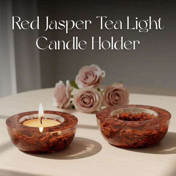 Red Jasper Tea Light Candle Holder (Set of 2)