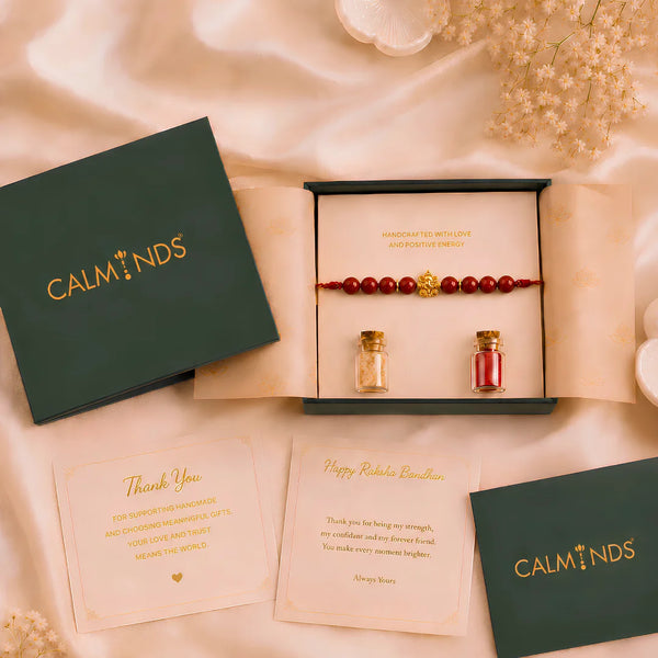 Red Jasper Ganesha Bracelet Rakhi for Brother