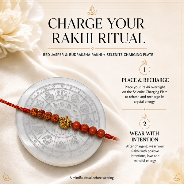 Red Jasper Rakhi with Rudraksha | Raksha Bandhan Gift for Brother