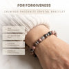 Crystal bracelet on a wrist with text about forgiveness and healing.