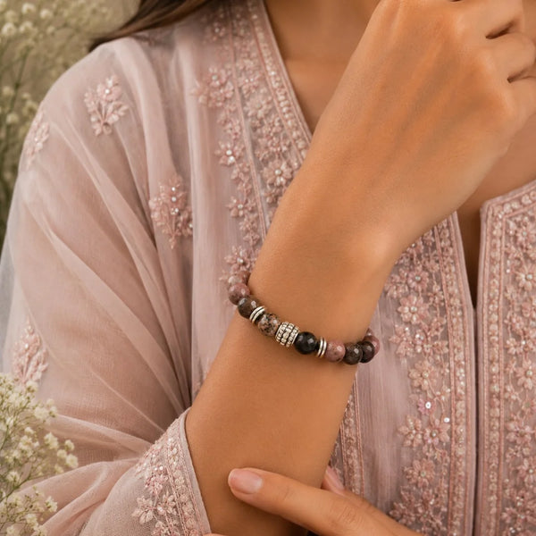 Rhodonite Healing Bracelet | Crystal For Forgiveness - (8mm)