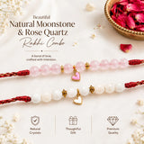 Rose Quartz & Moonstone — Gentle Heart Lumba Rakhi for Bhabhi & Sister