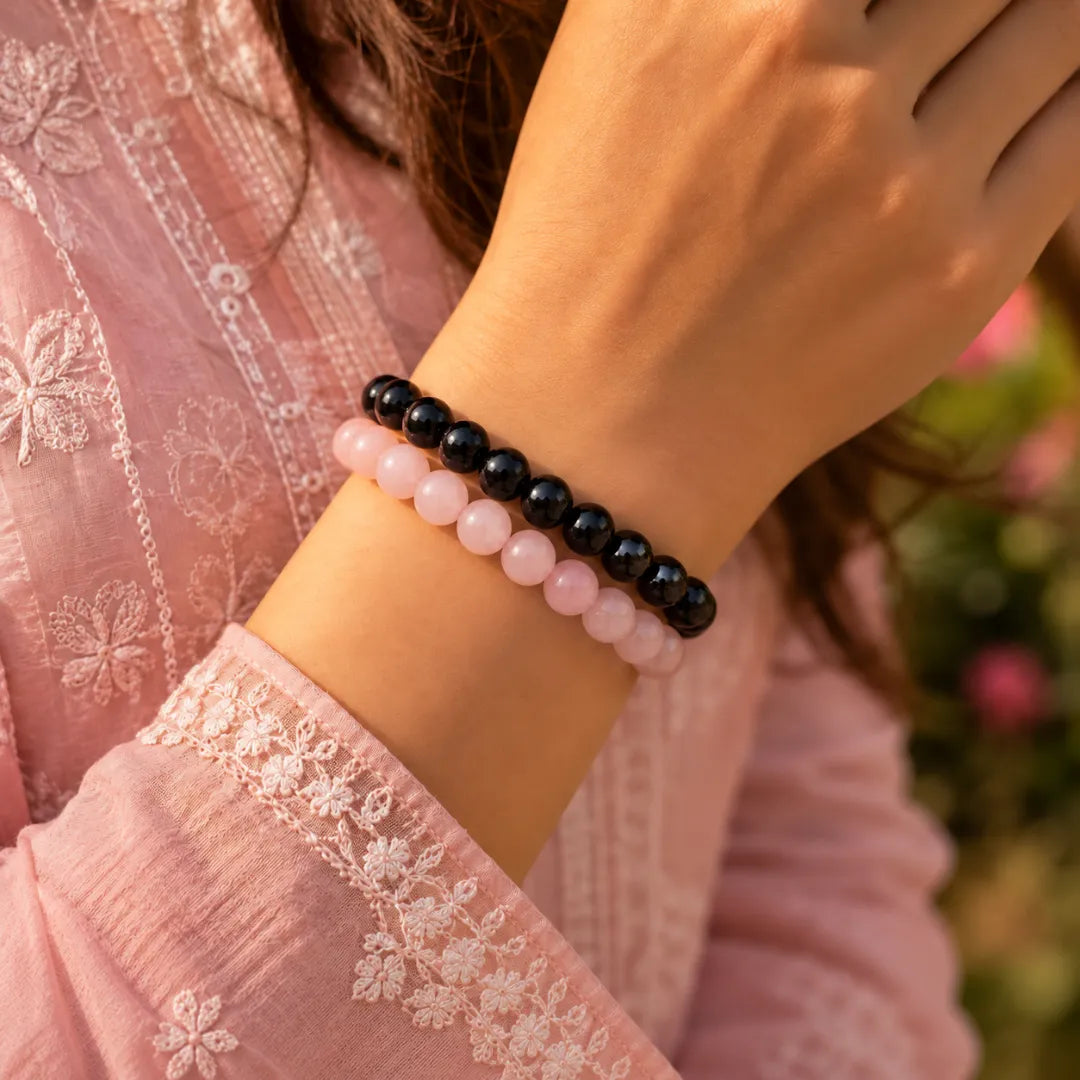 Rose Quartz Stretchable Bracelet Without Charm, Approx. 8mm Beads – Calminds