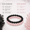 Rose Quartz and Black Tourmaline Two-Bracelet Set Without Charms – Calminds