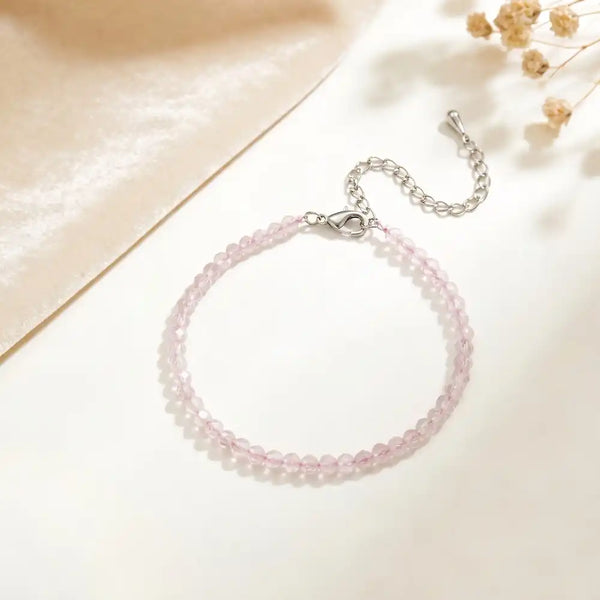 Natural Rose Quartz Crystal Anklet for Self-Love, Positive Energy & Everyday Style