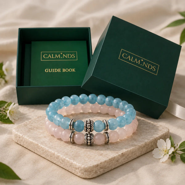 Rose Quartz & Aquamarine Bracelet Pair