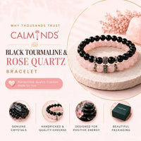 Black Tourmaline & Rose Quartz Bracelet Pair