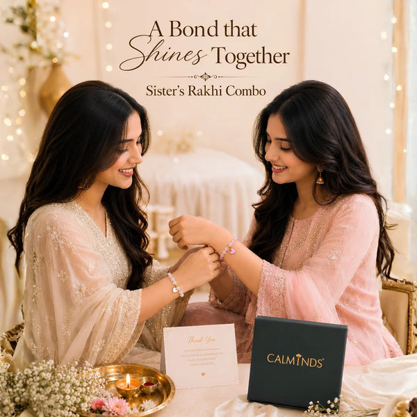 Rose Quartz & Clear Quartz — Pure Love Heart Lumba Rakhi for Bhabhi & Sister