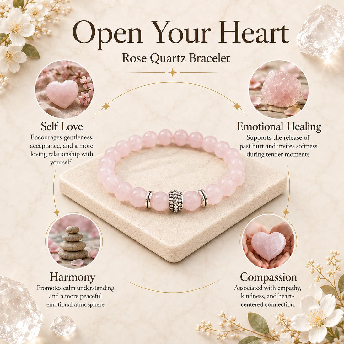 Rose Quartz Healing Bracelet for self-love and emotional balance