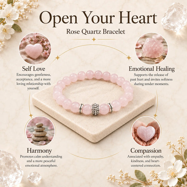 Rose Quartz Crystal Bracelet for Self-Love & Emotional Balance (8mm)