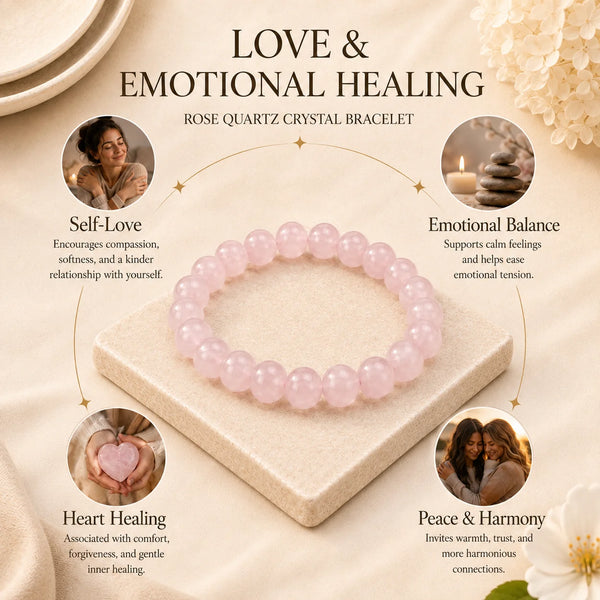 Rose Quartz Crystal Bracelet | Love Stone - (8mm)