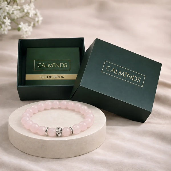 Rose Quartz Crystal Bracelet for Self Love, Anxiety & Emotional Healing - (8mm)
