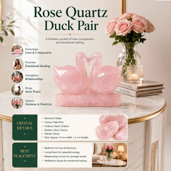 Rose Quartz Duck Pair (Heart Shape)